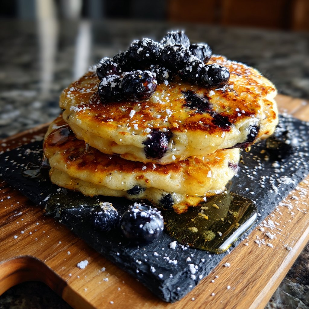 Lemon Blueberry Protein Pancakes