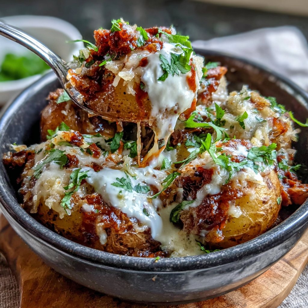 Beef Chili Loaded Potatoes